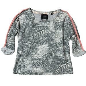 Scotch & Soda Gray Patterned Pullover with Pink Trim